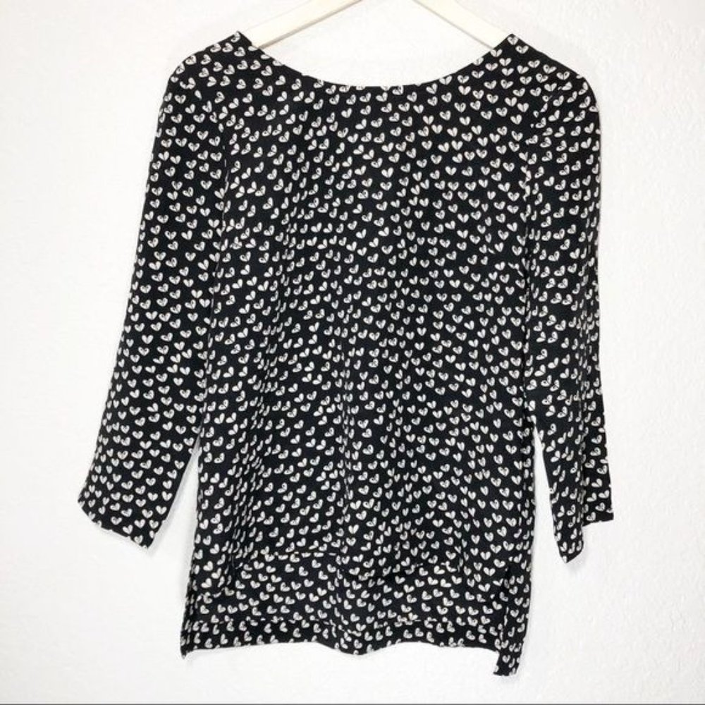 🛍️ Anthropologie Size S Maeve Linosa Heart Silk Blouse Top High Low Hem